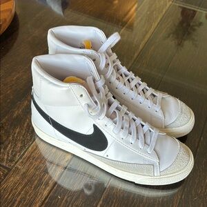 Nike White and Black Blazer Mid Sneakers